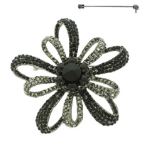 FLOWER LOOP CRYSTAL BROOCH PIN